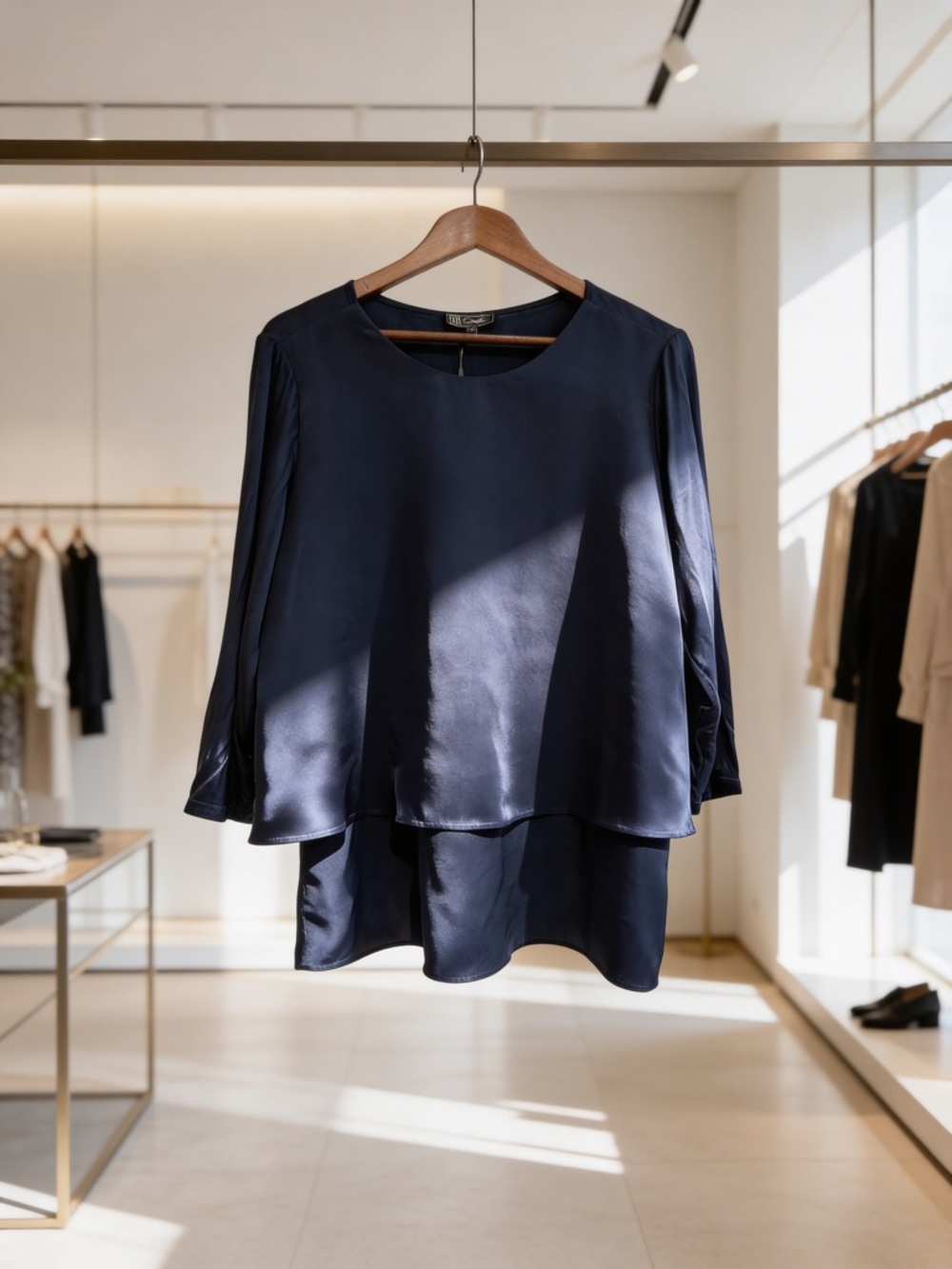 Diane Gilman Navy Layered Blouse
